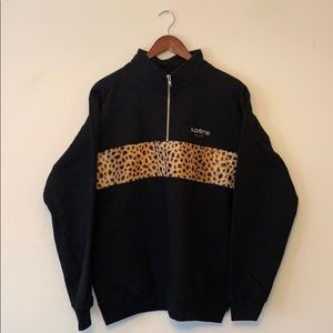 Authentic Supreme Leopard Panel Half Zip Sweater